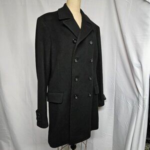Banana Republic NEW Italian Wool & Cashmere Overcoat Pea Jacket Black Mens XL